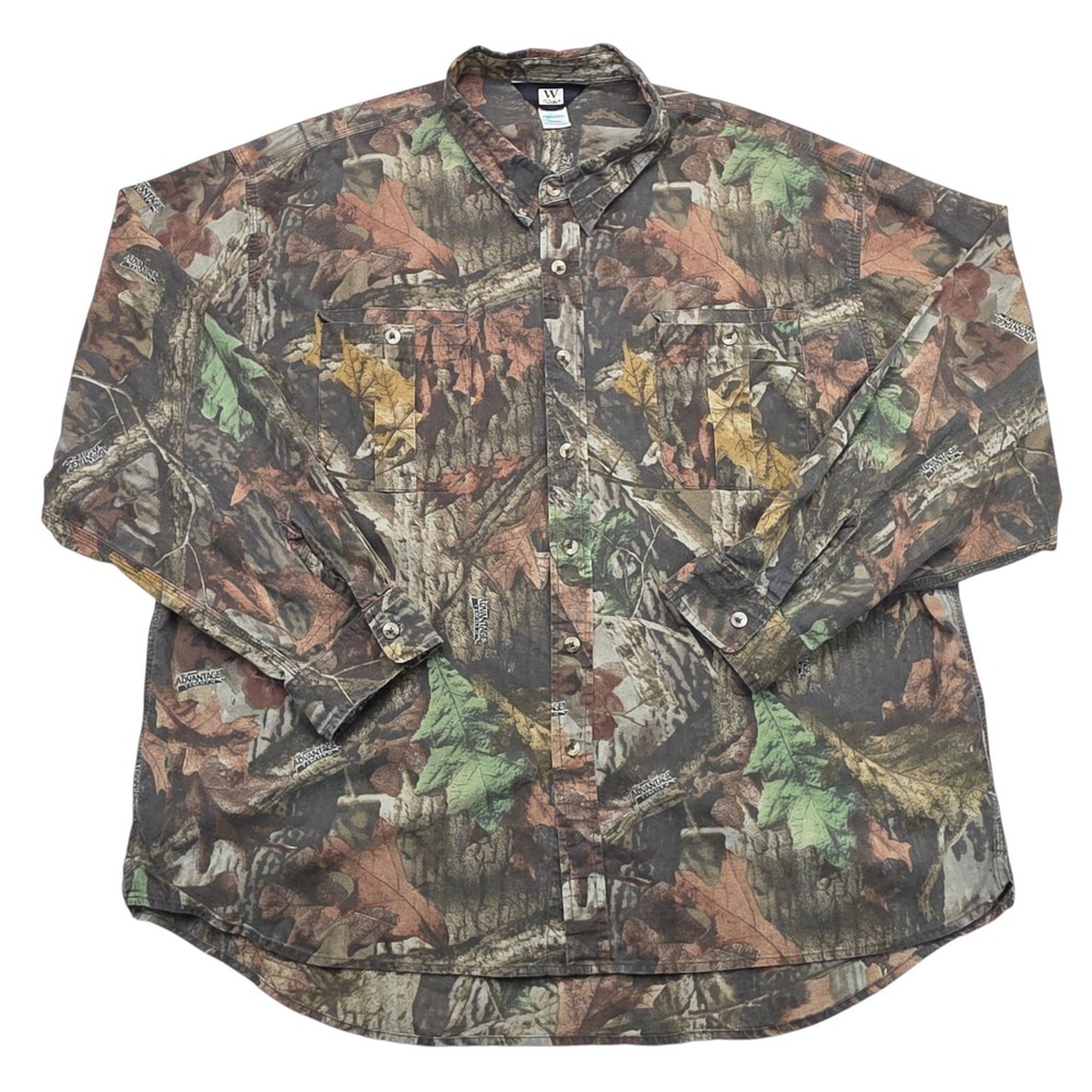 Walls Advantage Timber Camo Button Down Shirt Mens 3XL Regular Cotton Hunting